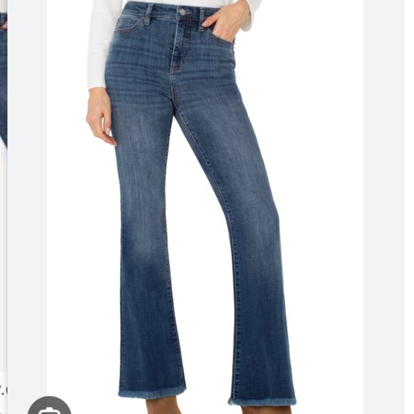 Liverpool Los Angeles Hannah High Rise Frayed Flare in Sycamore Blue 4/27 $109 - Picture 1 of 6